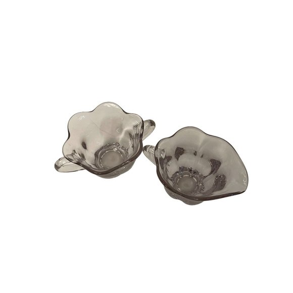 Vintage Canterbury Glass Scalloped Tulip Sugar and Creamer Set‎ Clear 1940 - Picture 4 of 9